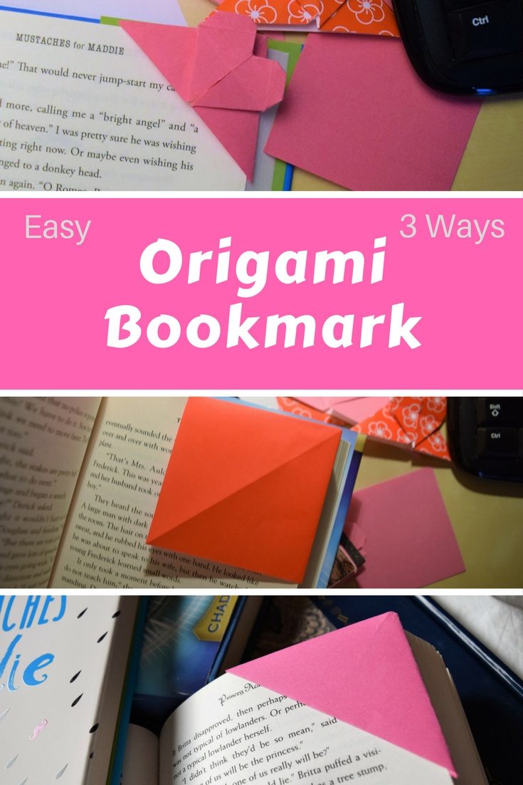 make a cute corner bookmark from a regular piece of paper with origami #origami #bookmark #DIY #kidcrafts #valentinesday #valentines
