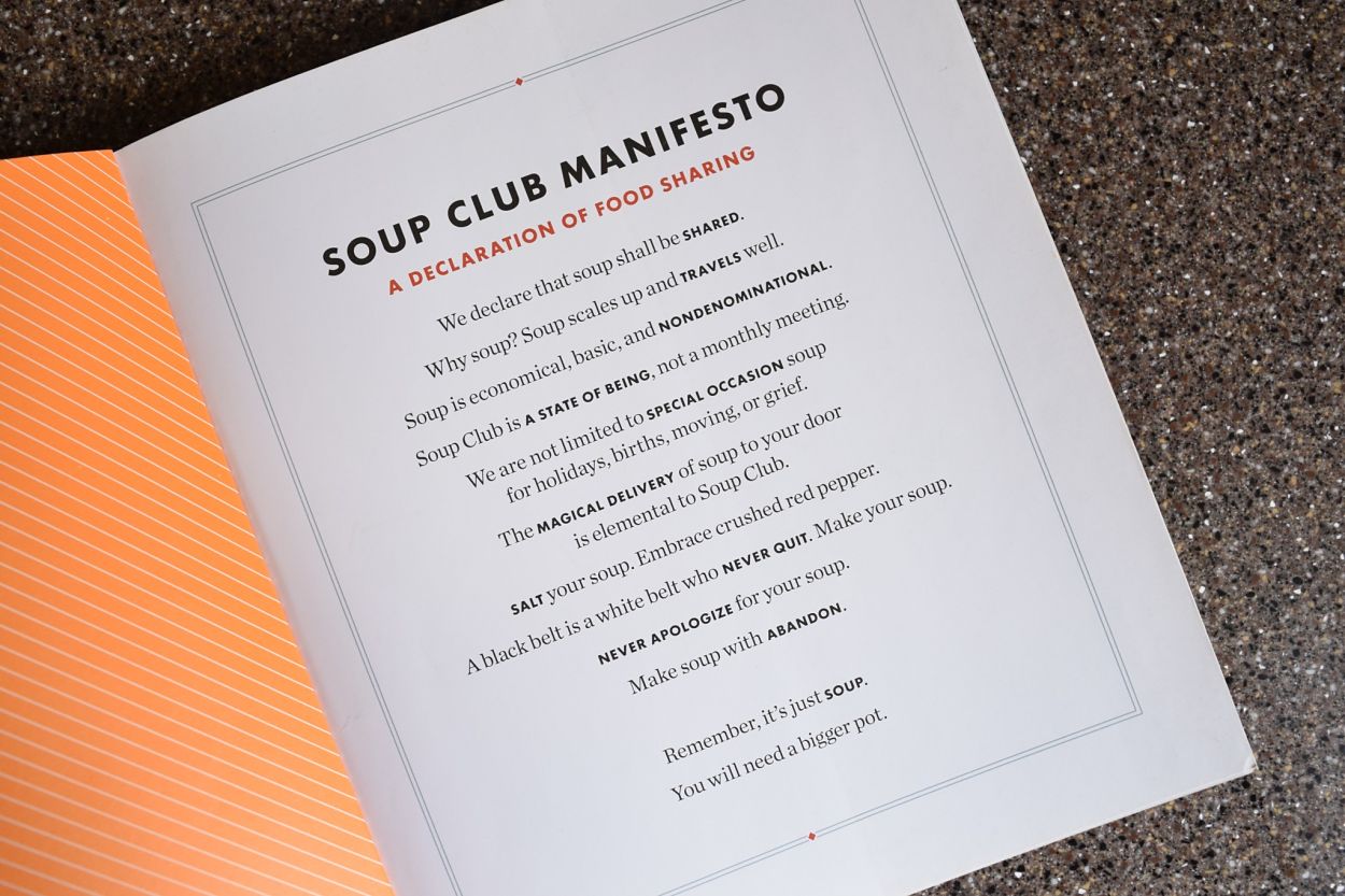 Soup Club Cookbook interior page of the Soup Club Manifesto