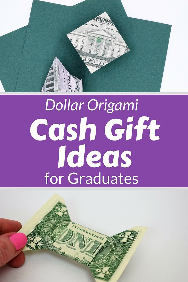 4 easy to make ideas for dollar origami graduation money gift ideas with video tutorials and step by step instructions to follow along. Make these for a quick grad gift. #graduategifts #graduation #moneygiftideas #giftideas