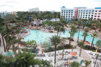 enjoy the pool at the Sapphire FAlls Resort in Universal Orlando