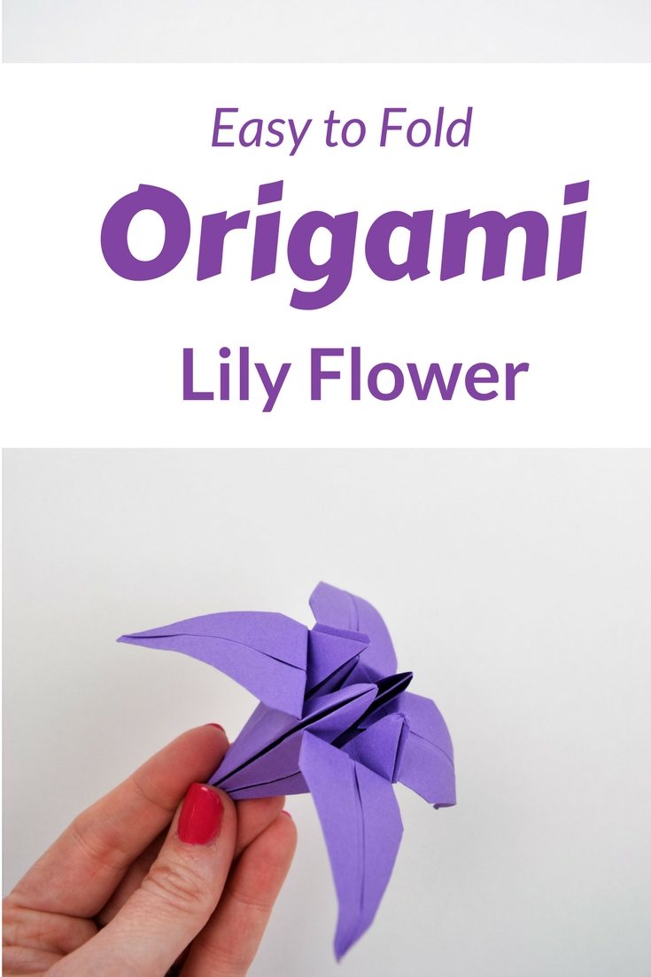 Learn how to fold an origami lily with this step by step video tutorial. It's easy and fast. And learn why foldign flowers is better than gardening. #origami #origamiflowers #paperflowers #crafts 