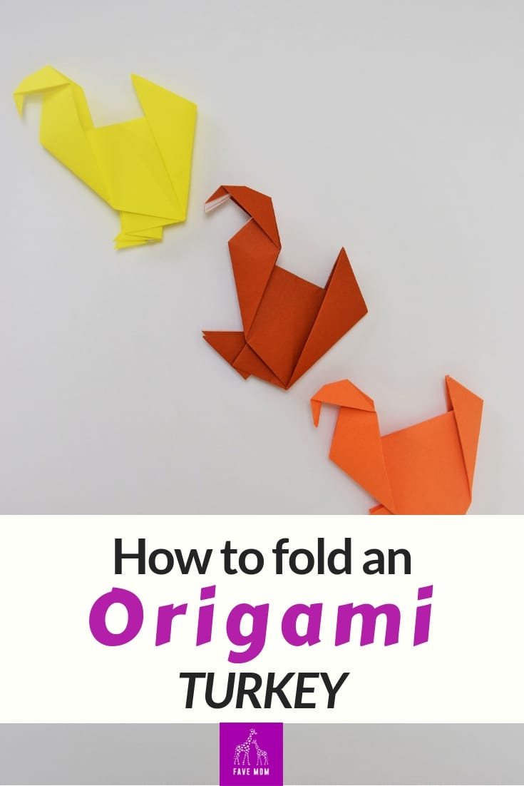 Easy to fold origami turkey for your thanksgiving. Make one today with the kids. #origami #turkey #origamifoodie #thanksgiving