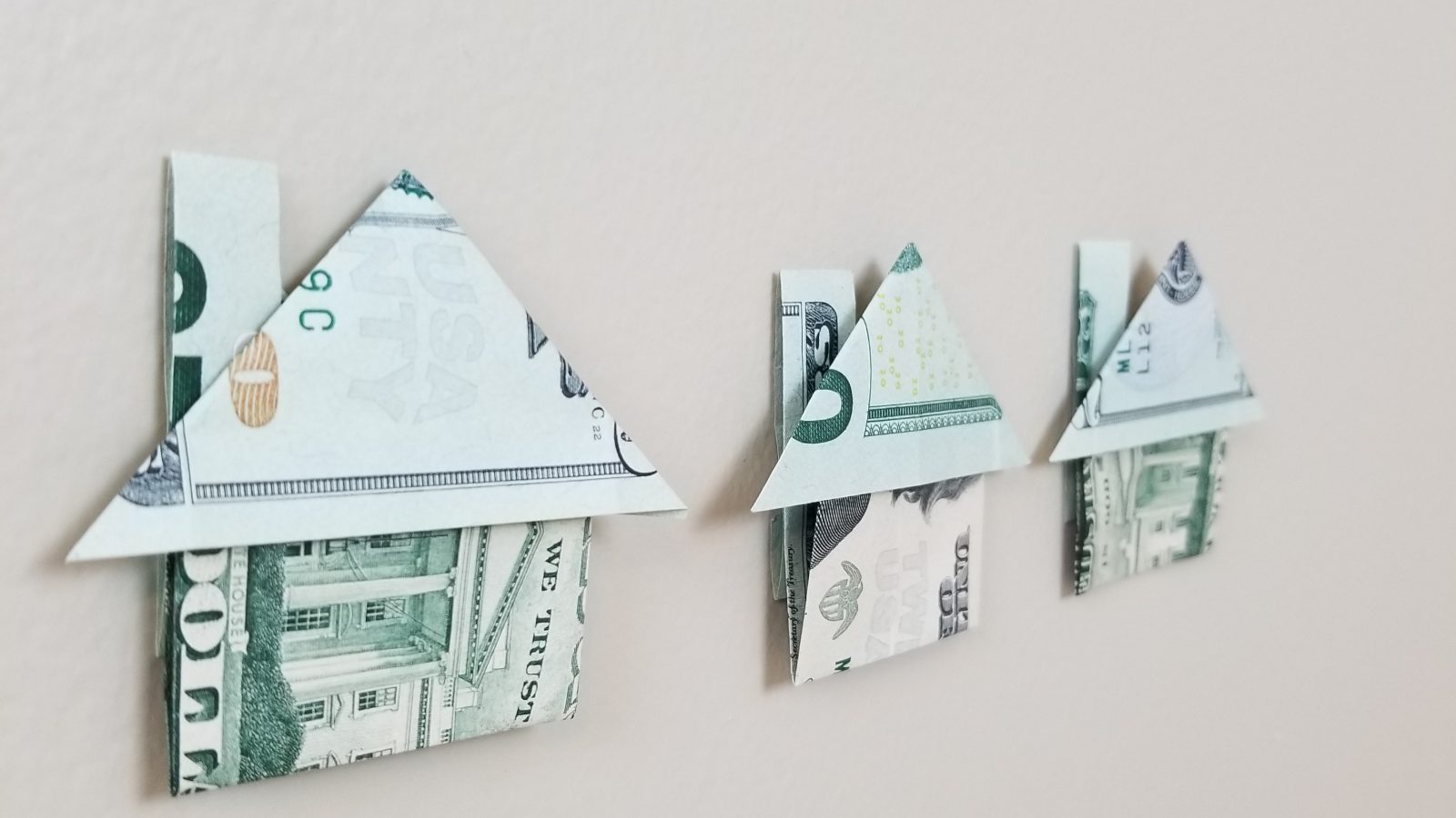 Money origami house