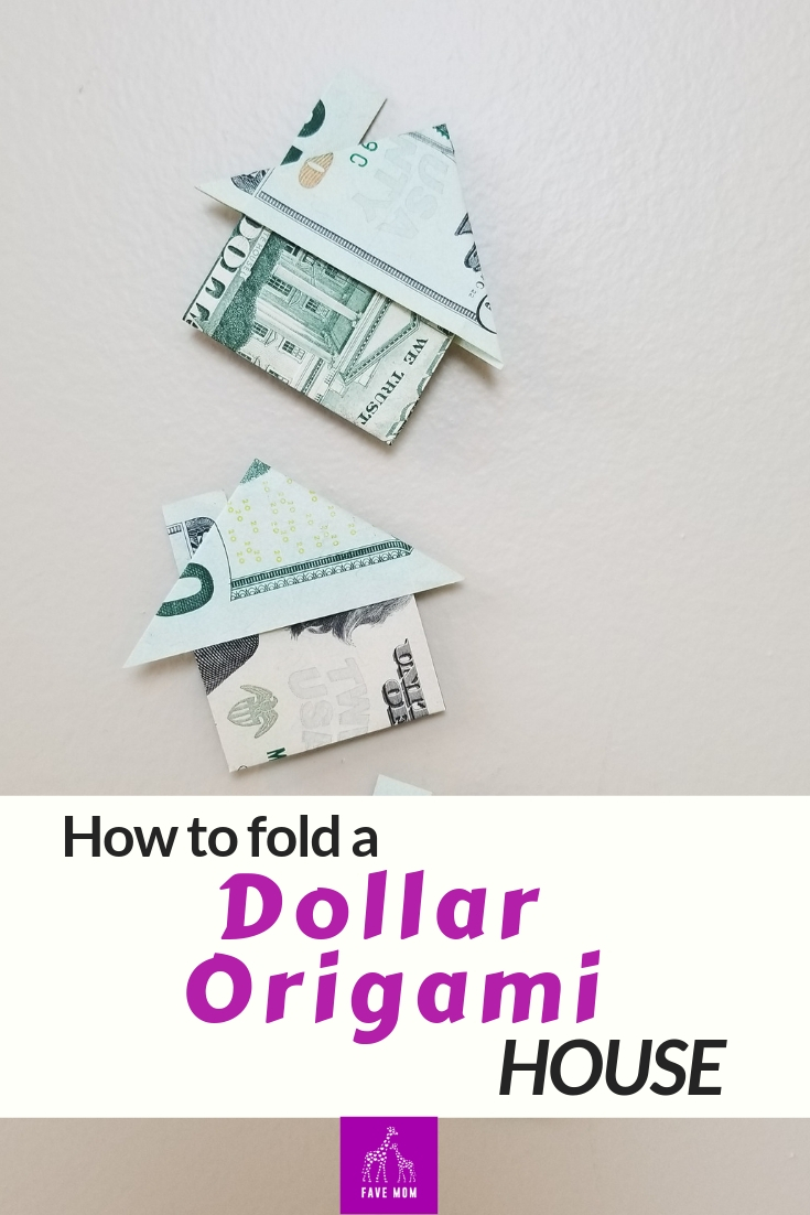 Easy to fold Money origami house.  Video tutorial with step by step instructions.  Make one today.  #origami #favemom #moneyorigami
