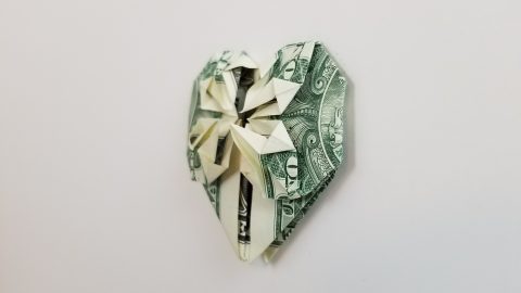 Dollar Bill Origami Heart with Flower – FaVe Mom